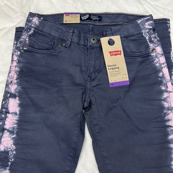 Levi’s Girls Denim Leggings Super Stretchy 12R Gray w/Pink Tie Dye NWT - Picture 6 of 12